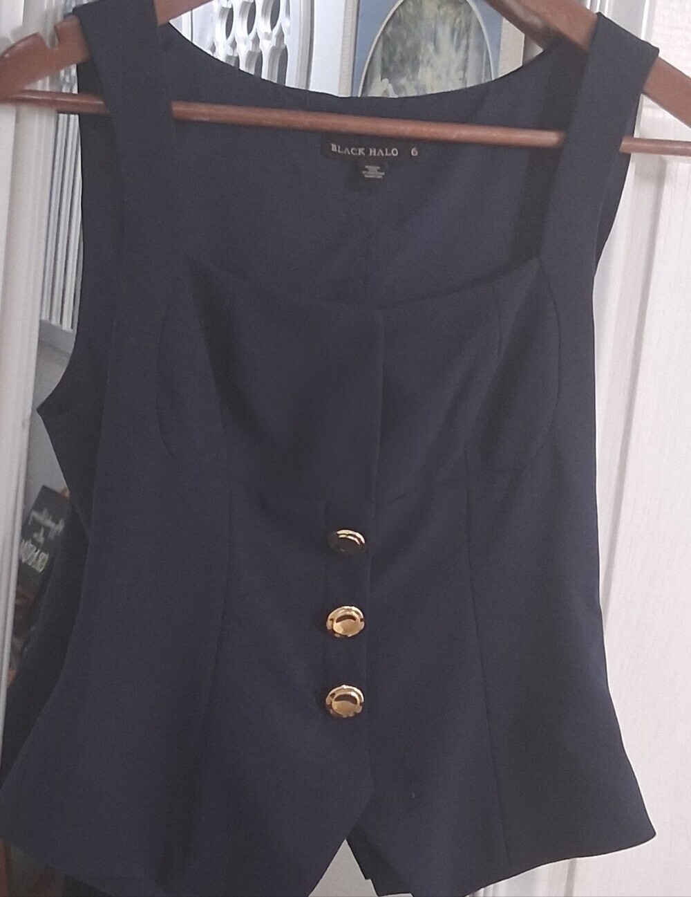 Black Halo Navy Blue Pullover Vest.   Size 6